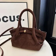 Torebki damskie - Mała zamszowa torebka - Brązowy - miniaturka - grafika 1