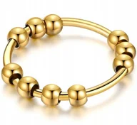 Pierścionki - Złoty Pierścionek Antystresowy Anxiety Ring ze Stali Chirurgicznej na Stres - miniaturka - grafika 1