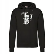 Bluzy męskie - Czarna MĘSKA BLUZA Z KAPTUREM Z Nadrukiem 2pac Thug Life Tupac r. L - miniaturka - grafika 1