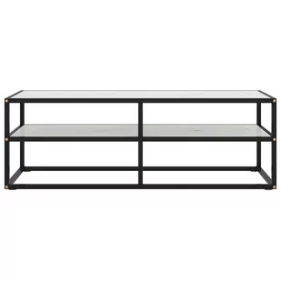 Lumarko Szafka pod telewizor, czarna z marmurowym szkłem, 120x40x40 cm - Szafki RTV - miniaturka - grafika 3