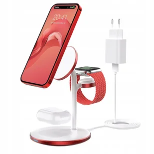 Ładowarka Indukcyjna Magnetyczna Do Iphone 12 13 14 15 Apple Iwatch 3W1 15W - Ładowarki do telefonów - miniaturka - grafika 1