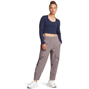 Damskie spodnie treningowe Under Armour Unstoppable Ankle Pant - beżowe - UNDER ARMOUR - Spodnie sportowe damskie - miniaturka - grafika 1