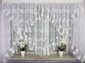 Firany - Firanka z markizety zdobiona gipiurą, gotowa firana do salonu - miniaturka - grafika 1