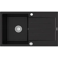 Zlewozmywaki - Mexen Bruno zlewozmywak granitowy 1-komorowy z ociekaczem 900 x 500 mm, czarny/srebrny metalik- 6513791010-73 - miniaturka - grafika 1