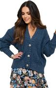 Swetry damskie - Krótki zapinany sweter w kolorze niebieskim Karmen, Kolor niebieski, Rozmiar Oversize, KAMEA - Primodo.com - miniaturka - grafika 1