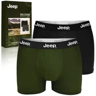 Majtki męskie - JEEP Bokserki Męskie Klasyczne Black Military Bawełna 2 sztuki Rozmiar M - miniaturka - grafika 1