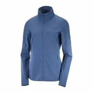 Bluzy sportowe męskie - Bluza Salomon Outrack Full Zip Mid W Dark Denim - miniaturka - grafika 1
