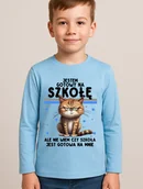 Koszulki dla dziewczynek - niebieska Koszulka z długim rękawkiem dla chłopczyka - jestem gotowy na szkołę - miniaturka - grafika 1