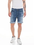 Spodenki damskie - Replay Męskie szorty jeansowe RBJ 901 Tapered-Fit Aged z Power Stretch, 009 Medium Blue, 32W - miniaturka - grafika 1