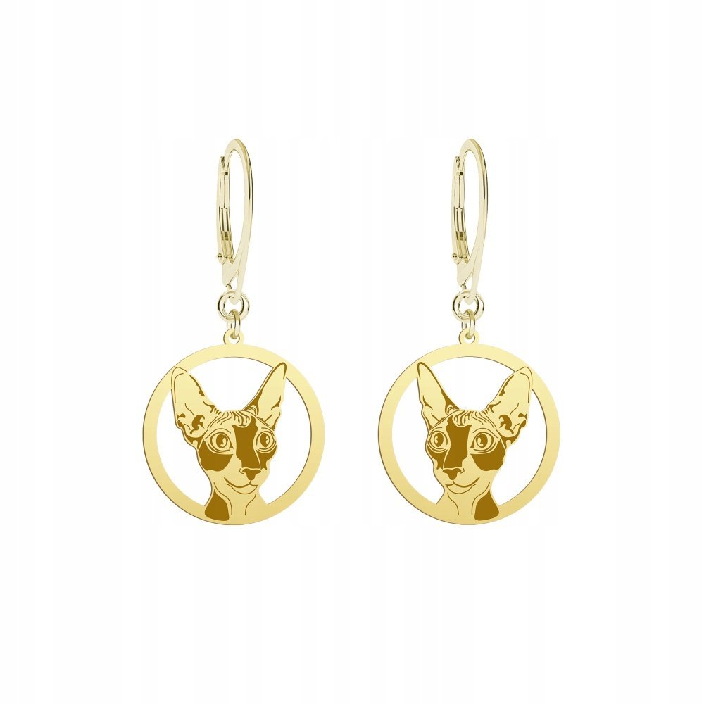 Kolczyki Złote z Kotem Cornish Rex 925 Prezent Biżuteria GRAWER GRATIS