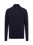 Swetry męskie - Tommy Hilfiger Męski sweter Mężczyźni Bawełna niebieski jednolity, M - miniaturka - grafika 1