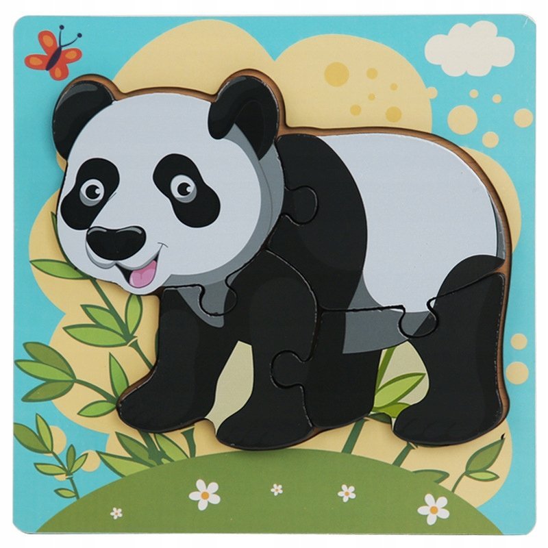 Układanka drewniana PANDA dla dzieci puzzle EDUKACYJNA 4 elementy