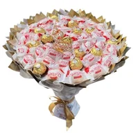 Zestawy upominkowe - Bukiet ze slodyczy Raffaello i Ferrero. Prezent na 50 Urodziny. Komunia - miniaturka - grafika 1