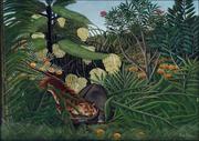 Plakaty - Fight between a Tiger and a Buffalo, Henri Rousseau - plakat 70x50 cm - miniaturka - grafika 1