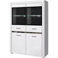 Kredensy - Kredens 2D2W z Oświetleniem Whiteblack Mebel Bos Biały - miniaturka - grafika 1