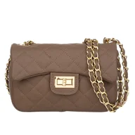 Torebki damskie - Torebka Pikowana Skórzana Vezze Festa Taupe - miniaturka - grafika 1