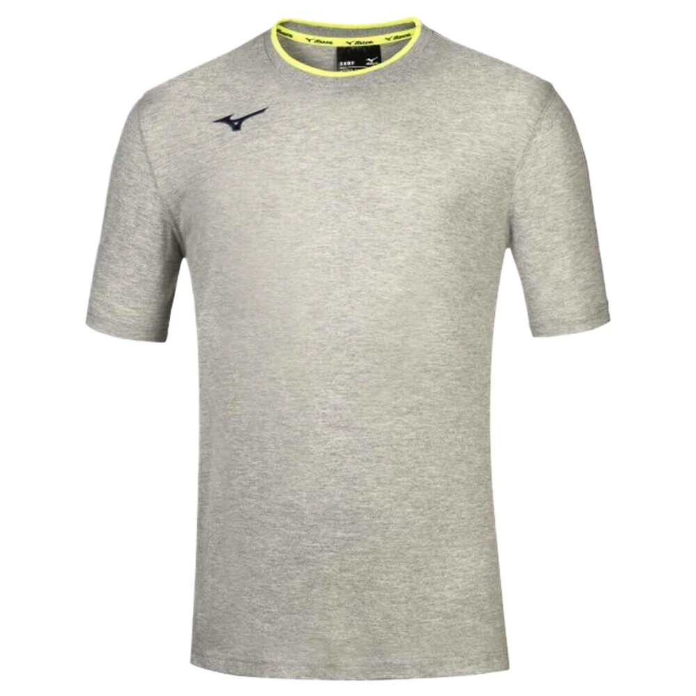 Koszulka męska Mizuno Men Tee Heather Grey/Yellow Fluo 3XL