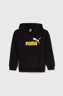 Bluzy dla chłopców - Puma bluza dziecięca kolor czarny z kapturem z nadrukiem - grafika 1