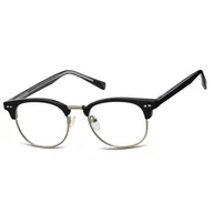 Okulary korekcyjne, oprawki, szkła - Okulary zerówki owalne oprawki korekcyjne 879 czarny/złoty - miniaturka - grafika 1