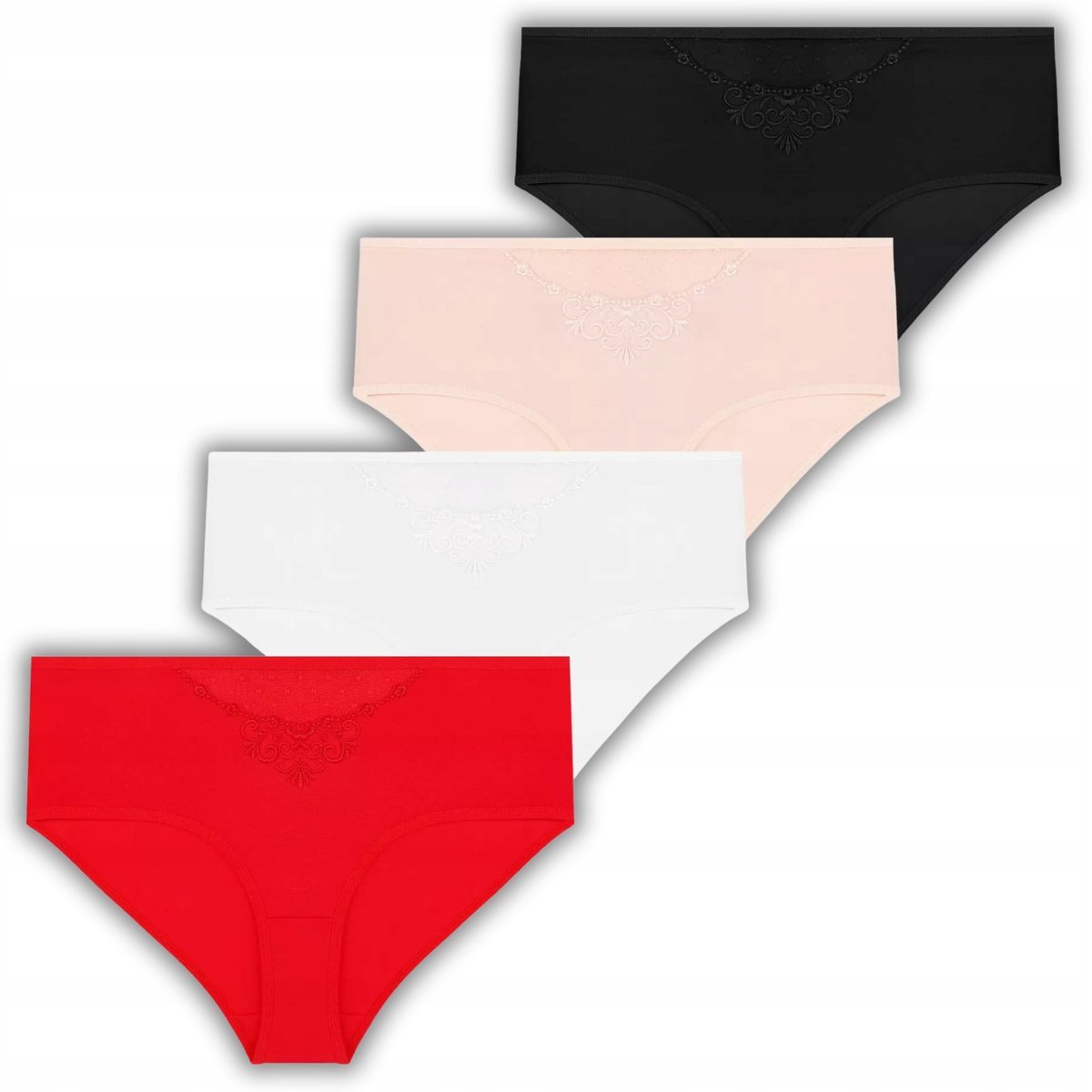 4X Majtki Figi Damskie Maxi Bikini Z Wzorem Modelujące Wygodne Moraj L