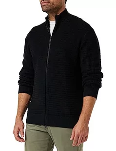 Armani Exchange Męski sweter z długim rękawem, podwójny zamek, bawełniany kardigan, czarny, L - Swetry męskie - miniaturka - grafika 1