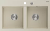 Zlewozmywaki - Mexen Hektor zlewozmywak granitowy 2-komorowy 800 x 490 mm, beżowy, syfon chrom - 6521802000-69 - miniaturka - grafika 1