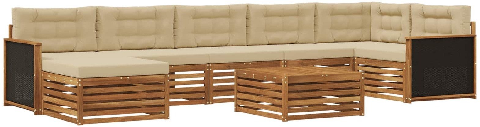 vidaXL Zestaw sof na zewnątrz z poduszką 8 pcs Naturalny i Beżowy