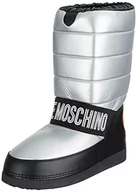 Botki damskie - Love Moschino Damskie botki St.tod.skiboot20 Soft Marvel Pu, srebrne/czarne, rozmiar 35 UE - miniaturka - grafika 1