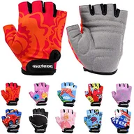 Rękawiczki - Dziecięce rękawiczki rowerowe Meteor Unisex Bike - żelowe rękawiczki BMX, RED FLOWER, Gr.-Jr XS/szerokość dłoni- 6-6,5cm - miniaturka - grafika 1
