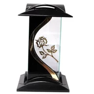 Lampiony i znicze - Znicz kwadrat róża 28 cm złoty srebrny - miniaturka - grafika 1