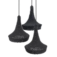 Lampy sufitowe - Bawełniana lampa wisząca nad stół Mahaka 5183 Shilo ażurowa szara - miniaturka - grafika 1