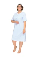 Bielizna nocna - KOSZULA NOCNA DAMSKA M KRÓTKI RĘKAW BAWEŁNIANA NIEBIESKA ROZPINANA LUŹNA - miniaturka - grafika 1