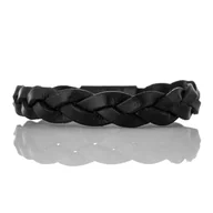 Bransolety męskie - Bransoletka skórzana czarna EM T38 - EM Men's Accessories - miniaturka - grafika 1