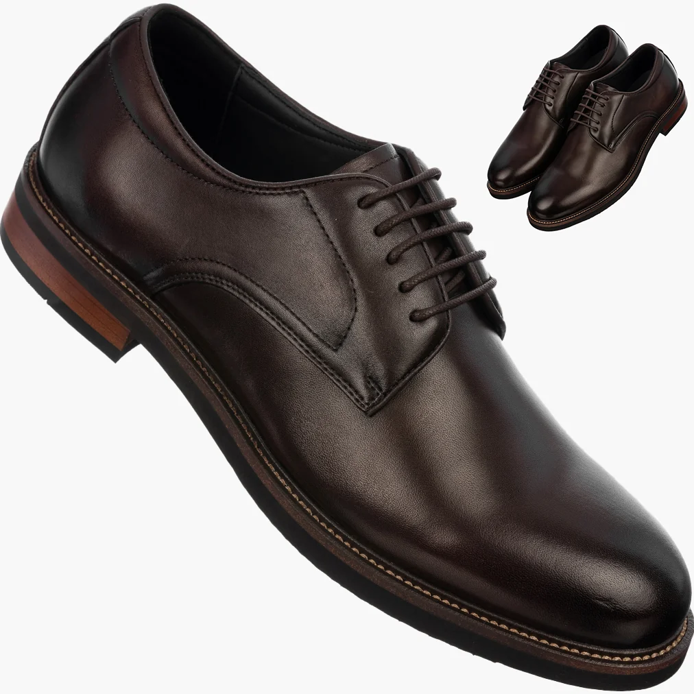 Męskie półbuty Filippo skórzane Derby eleganckie brązowe 43