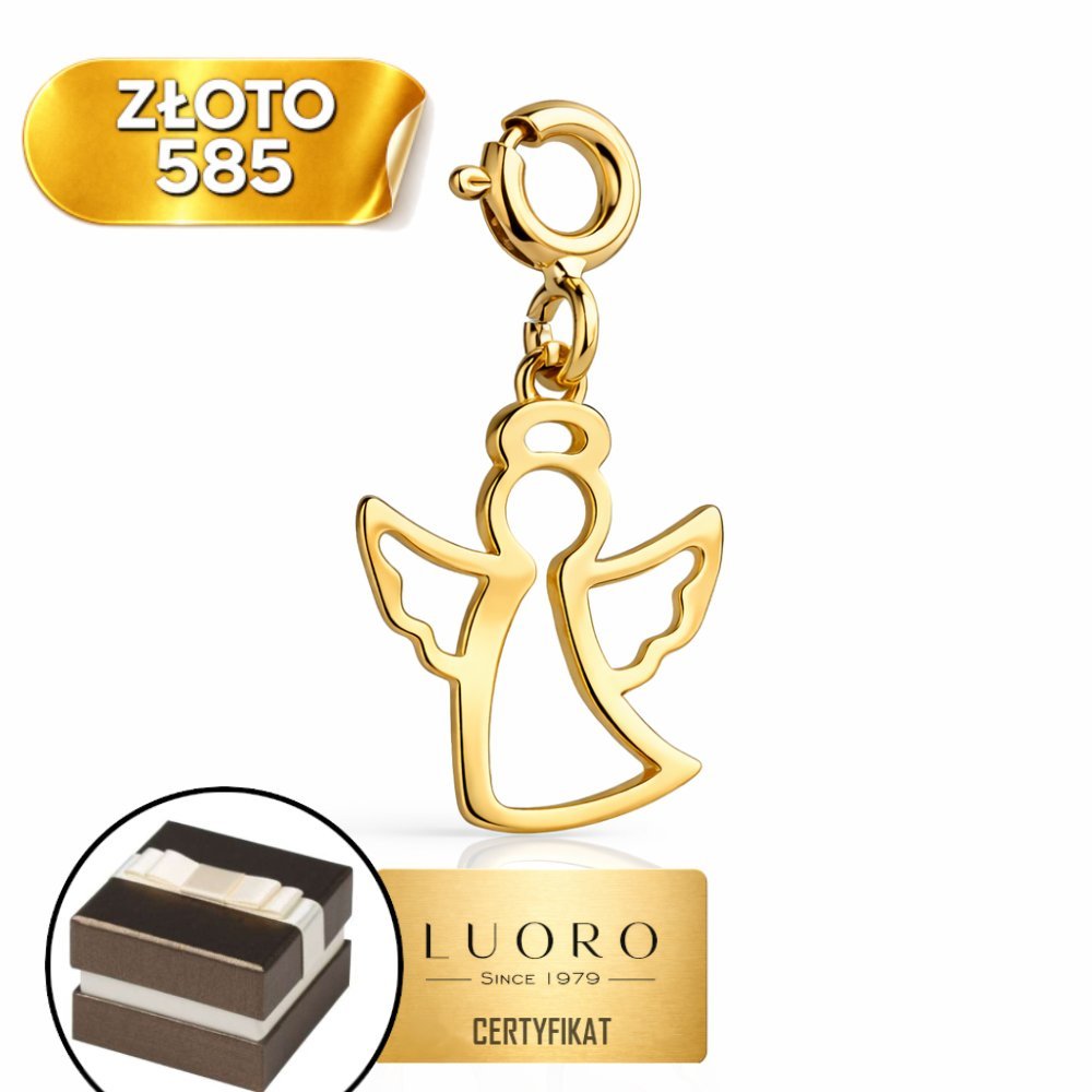 ZAWIESZKA ZŁOTA 585 14K ANIOŁEK DELIKATNA 2 CM ELEGANCKI CHARMS