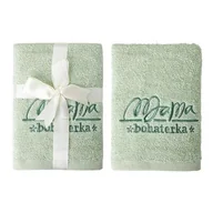 Ręczniki - Ręcznik Mama bohaterka 50 x 90 cm jasnozielony - miniaturka - grafika 1