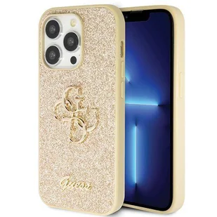 Etui Guess GUHCP14LHG4SGD na iPhone 14 Pro - złote Glitter Script Big 4G - Etui i futerały do telefonów - miniaturka - grafika 1