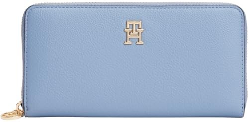 Tommy Hilfiger Damski TH Distinct LRG ZA AW0AW17482 Zip Around Wallet, Niebieski (Brisk Blue), OS, Niebieski (Brisk Blue), One Size