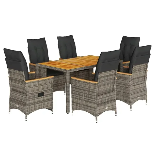 Zestaw mebli ogrodowych szary rattan PE, stół 150x90x75 cm, krzesła 56x5