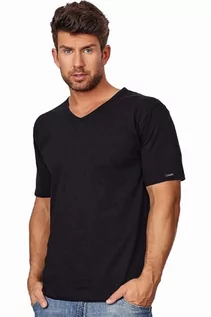 Koszulki męskie - Cornette Authentic 201 new czarna koszulka męska - grafika 1