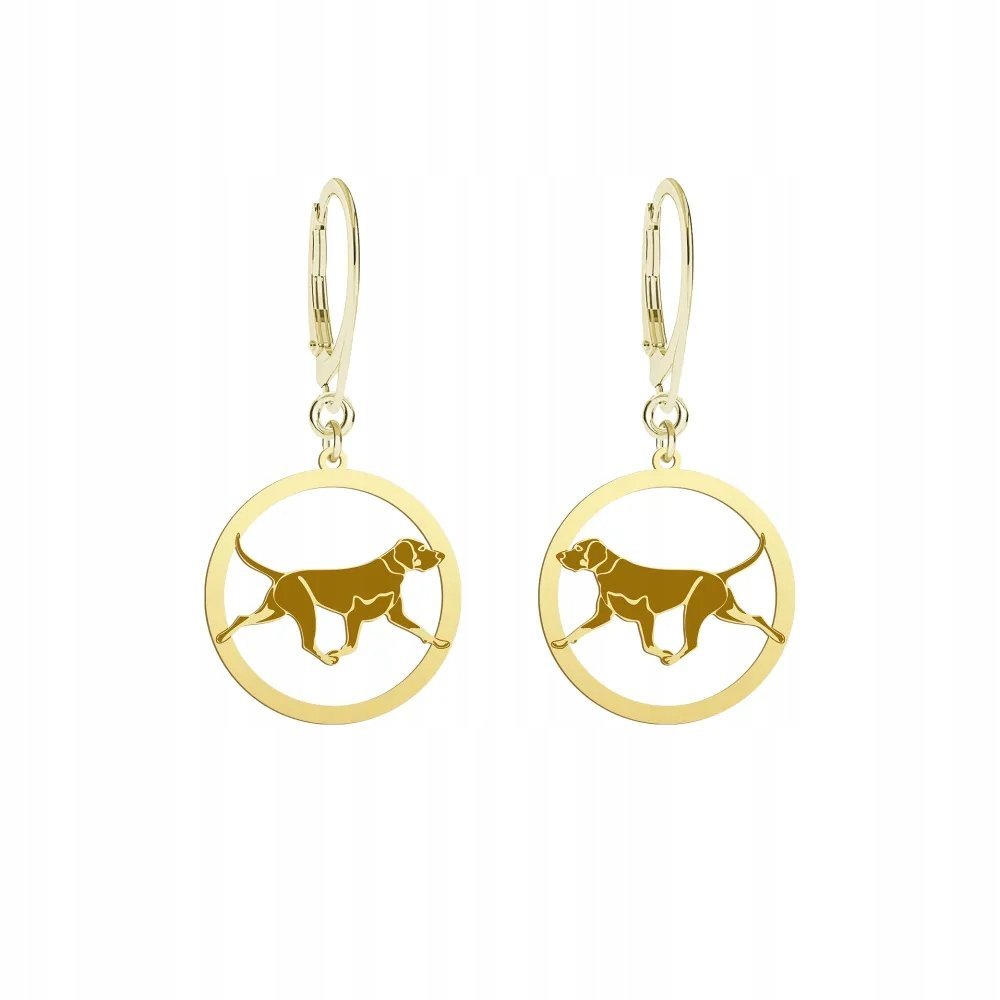 Kolczyki Złote z psem Polish Hunting Dog 925 Biżuteria Prezent GRAWER