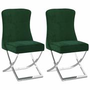 Krzesła - vidaXL Lumarko Krzesła stołowe, 2 szt., ciemno zielone, 53x52x98 cm, aksamitne 3074924 - miniaturka - grafika 1