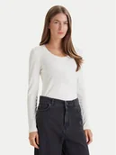 Bluzki damskie - Calvin Klein Bluzka LV044D235G Biały Slim Fit - miniaturka - grafika 1