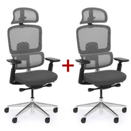 Fotele i krzesła biurowe - Krzesło biurowe WILMOT MF 1+1 GRATIS, czarna rama, szara - miniaturka - grafika 1