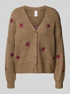 Kurtka z dzianiny z wyhaftowanymi detalami model ‘FLEUR’ - Swetry damskie - miniaturka - grafika 1