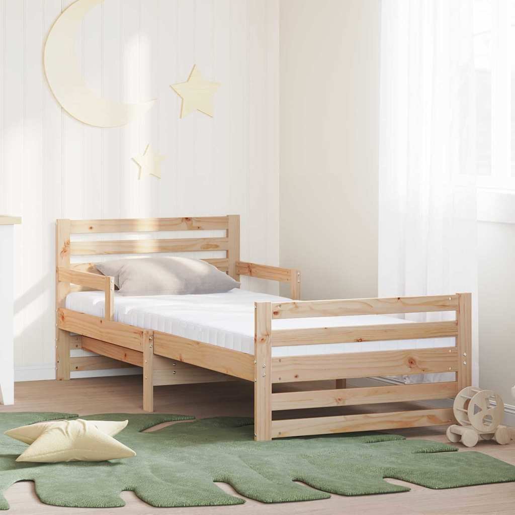 vidaXL vidaXL Ramka łóżka z materacem Brązowy 80 x 200 cm Lite drewno sosnowe
