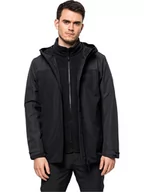 Kurtki i kamizelki sportowe męskie - Jack Wolfskin Kurtka funkcyjna 3w1 "Taubenberg" w kolorze czarnym - miniaturka - grafika 1