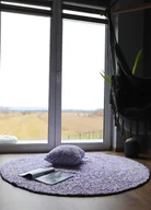 Dywany - Dywan okrągły duży 175Ø włóczka szydełkowy mocny soft biało fioletowy - miniaturka - grafika 1