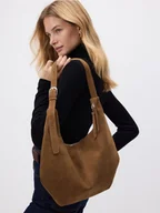 Torebki damskie - Reserved - Zamszowa torebka hobo - beżowy - miniaturka - grafika 1