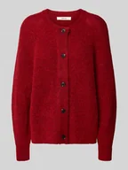 Swetry damskie - Kurtka o kroju regular fit z dzianiny z mieszanki wełny z dodatkiem wełny z alpaki model ‘LULU’ - miniaturka - grafika 1